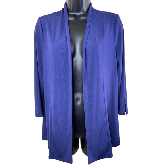 Easywear by Chicos Knit Cardigan Size 0 Womens Size S M 3/4 Sleeve Stretch Blue - Picture 1 of 9